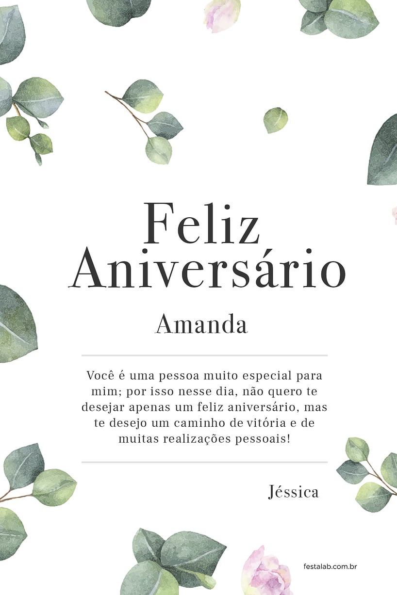 Cartao de Aniversario - Folhas Claro