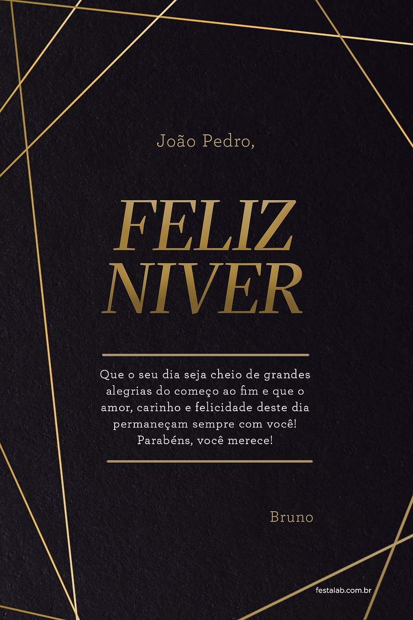 Cartao de Aniversario - Preto e Dourado