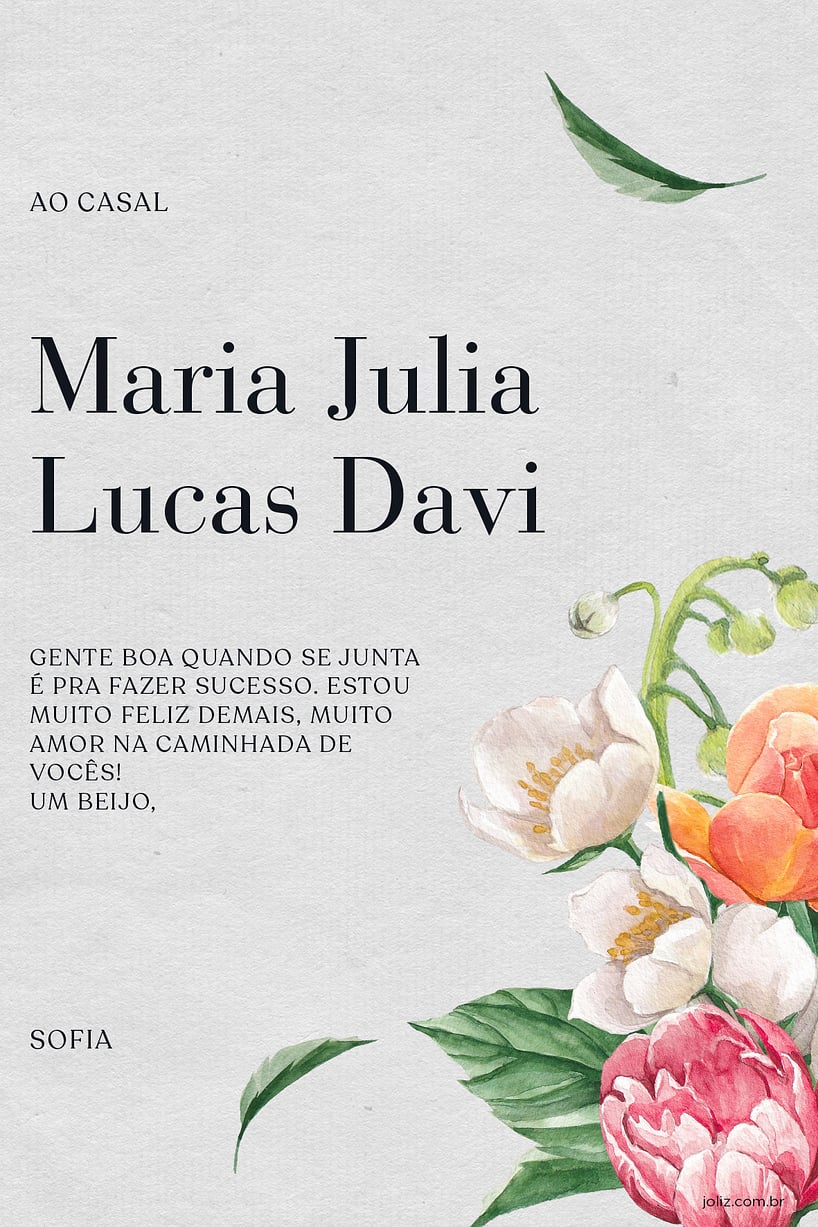 Crie seu Cartão de Casamento - Arranjo de flores com a Festalab