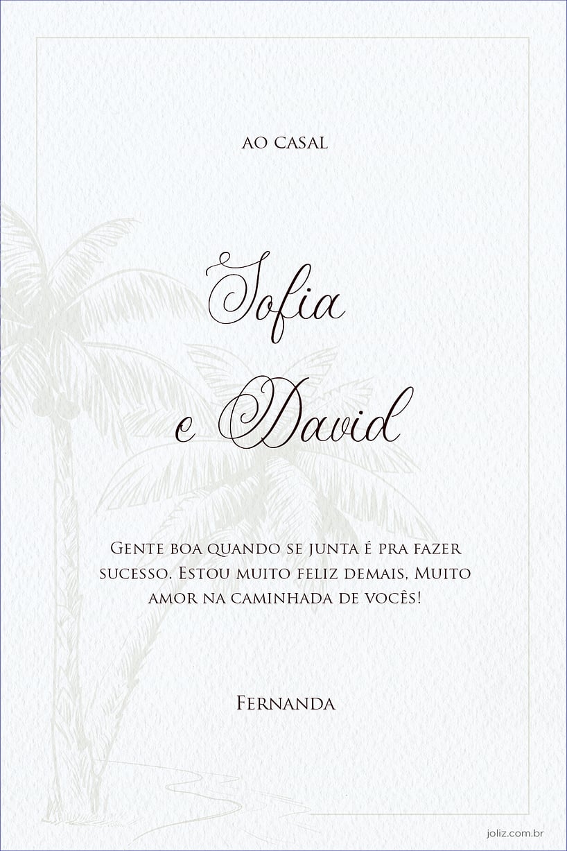 Crie seu Cartão de Casamento - Coqueiro com a Festalab