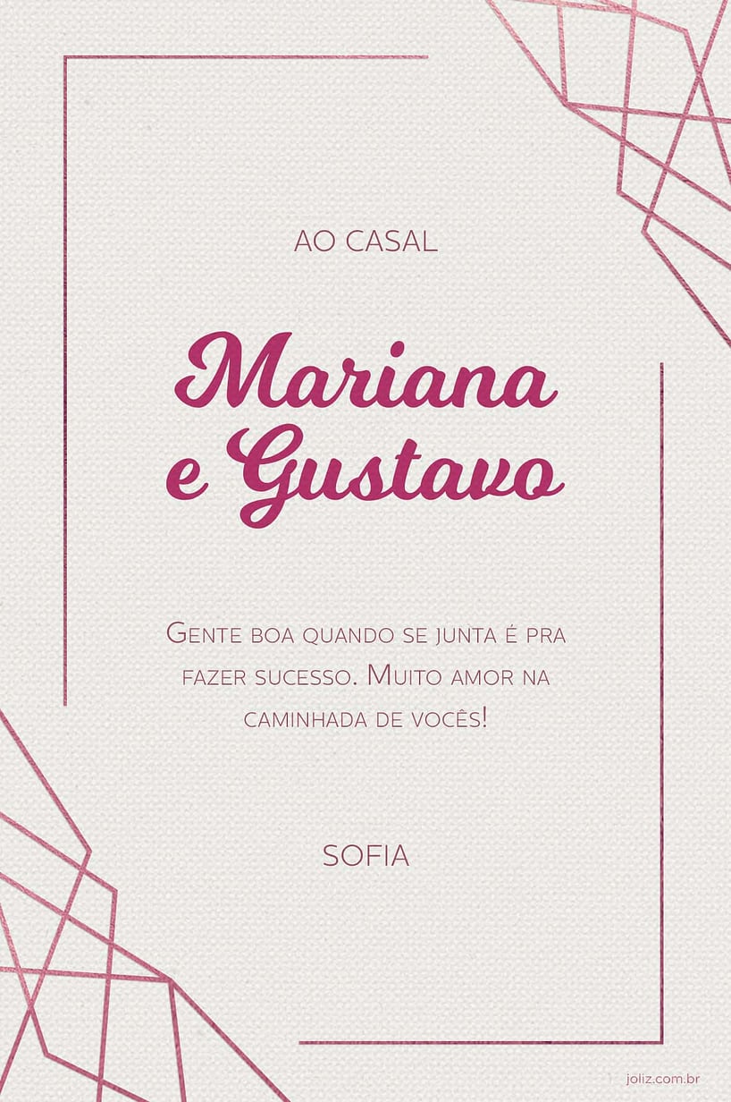 Crie seu Cartão de Casamento - Linha rosa chiclete com a Festalab