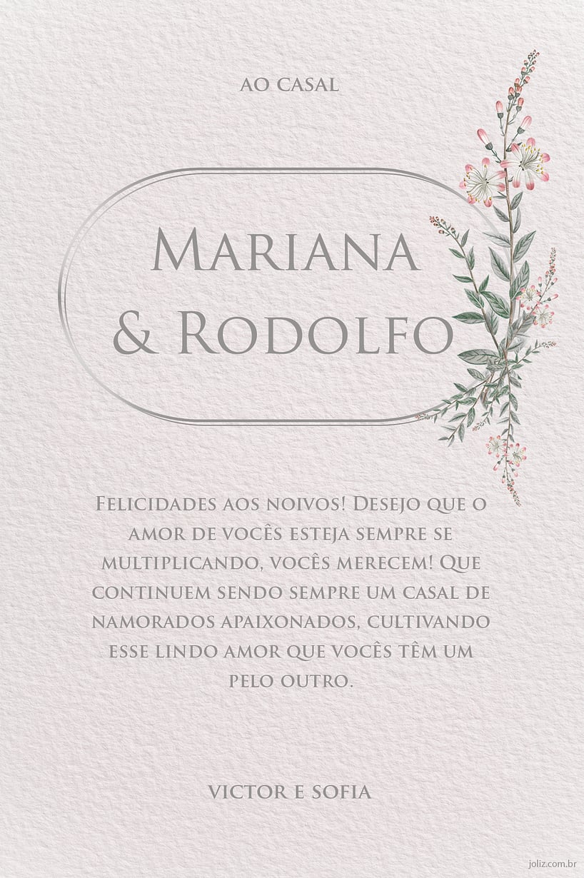 Crie seu Cartão de Casamento - Ramo Delicado com a Festalab