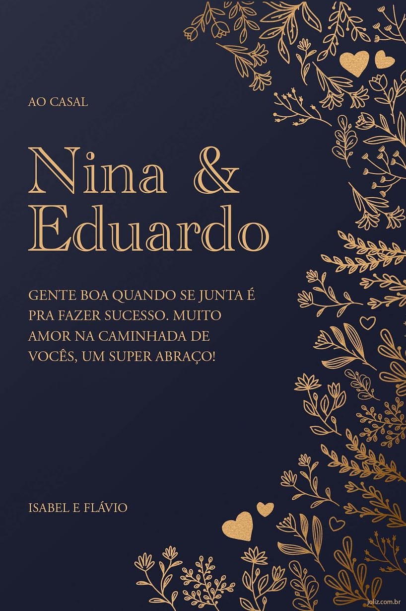 Crie seu Cartão de Casamento - Romântico Preto com a Festalab