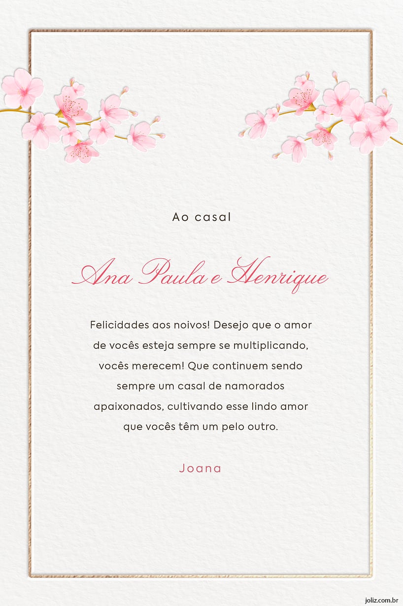 Cartao de Casamento - sakuras delicadas