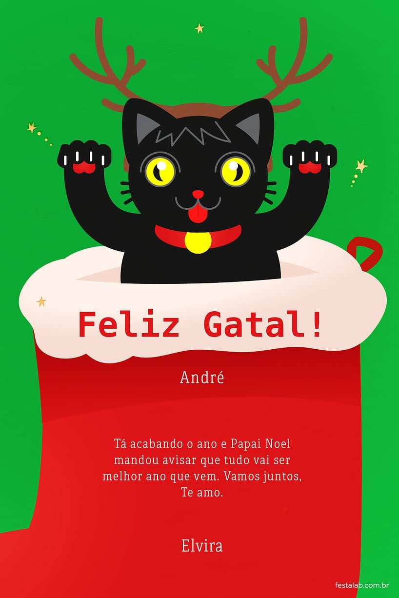 Cartao de Ocasioes especiais - Feliz Gatal