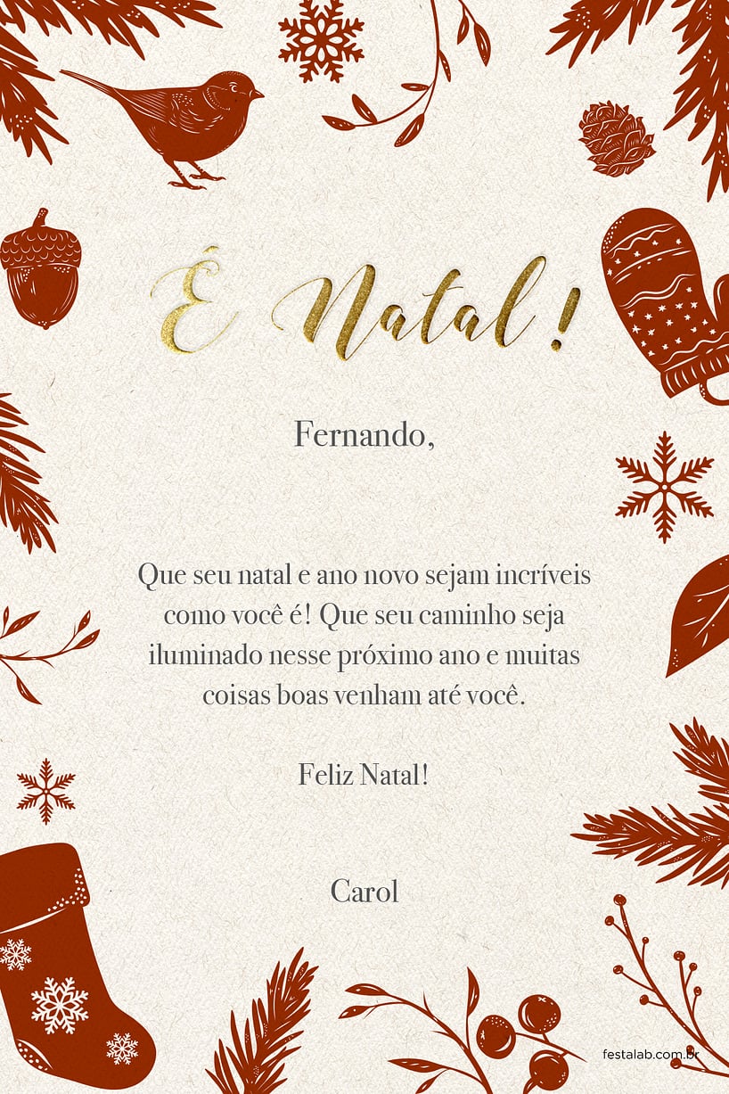 Cartao de Ocasioes especiais - Natal Vermelho