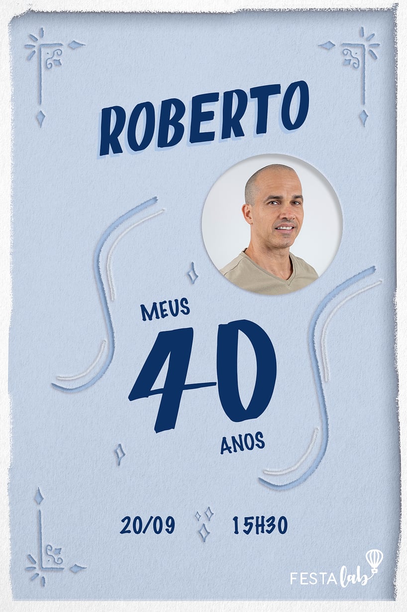 Criar convite de aniversário - Cartaz de festa azul| FestaLab