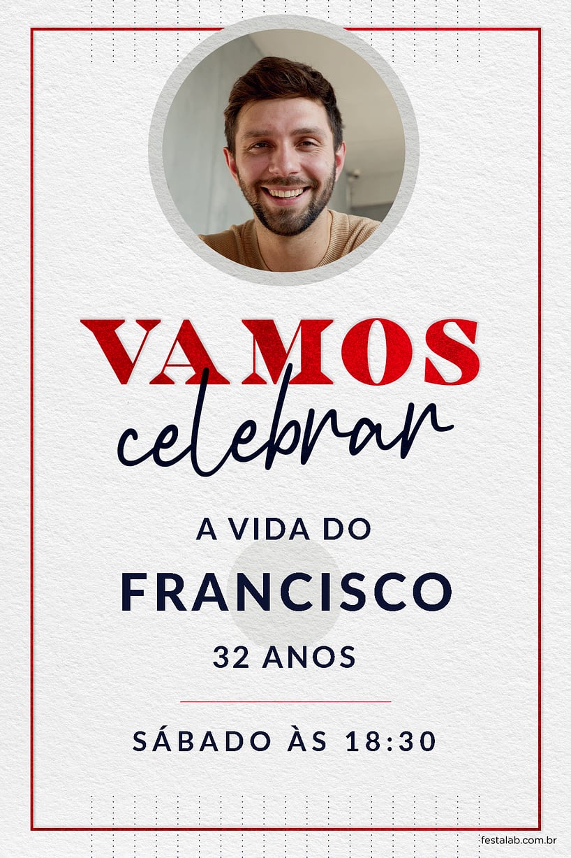 Criar convite de aniversário - Celebração vermelho| FestaLab