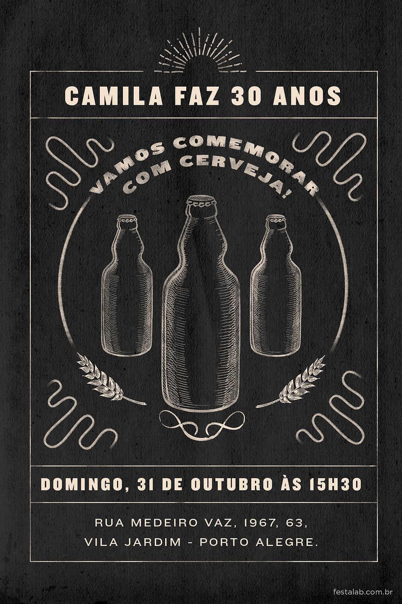 Convite de Aniversario Adulto - Cerveja no bar