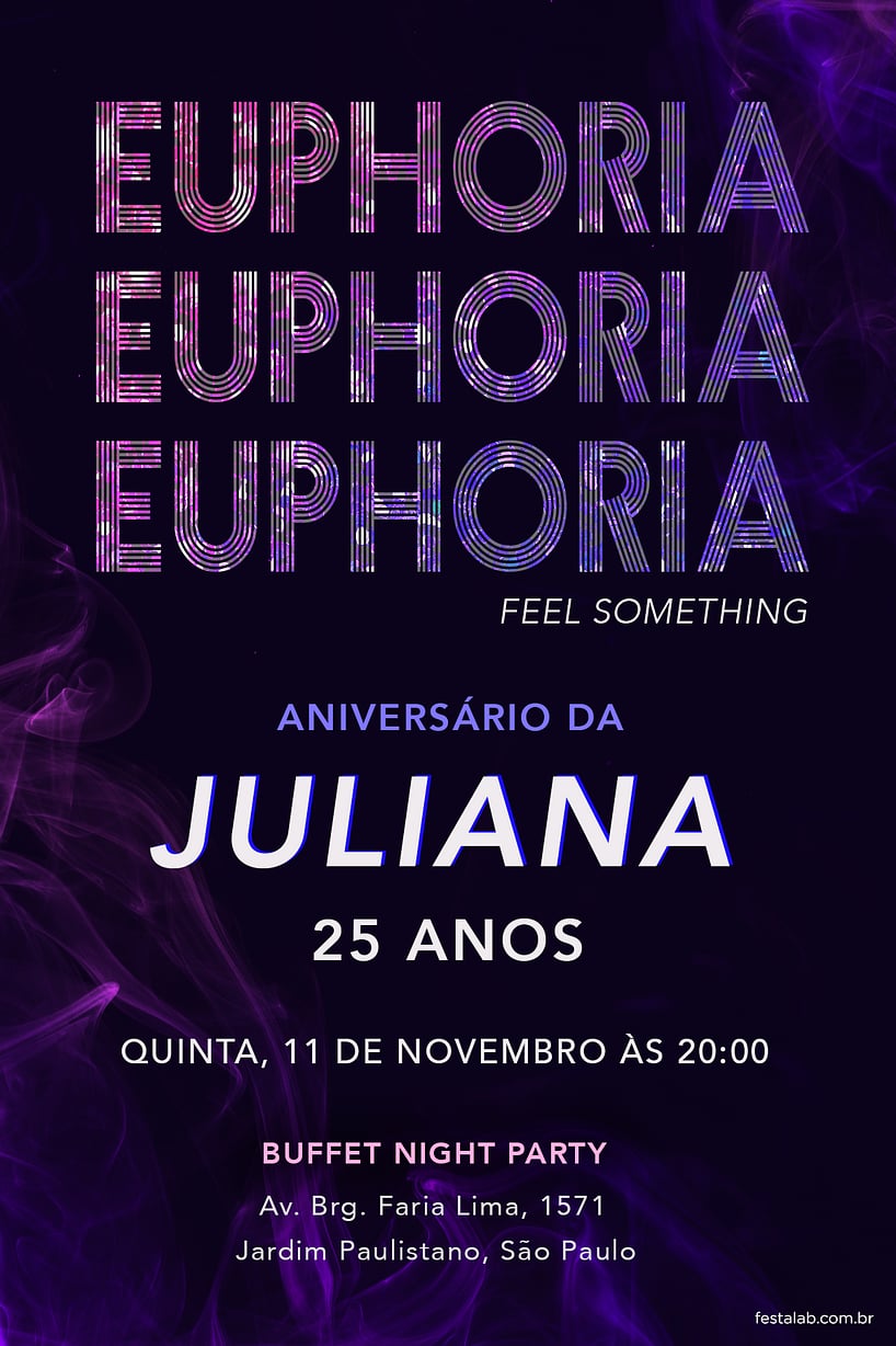 Convite de Aniversario Adulto - Euphoria