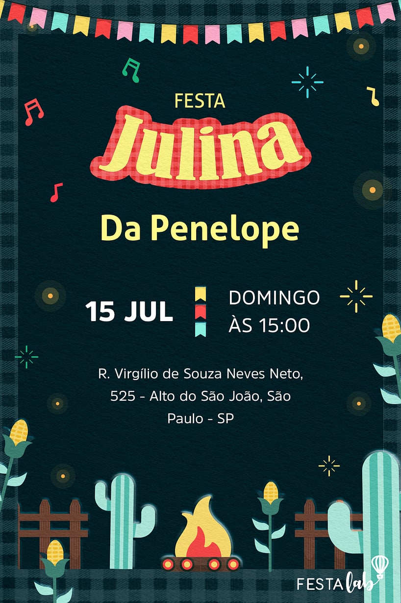 Convite de Aniversario Adulto - Festa Julina