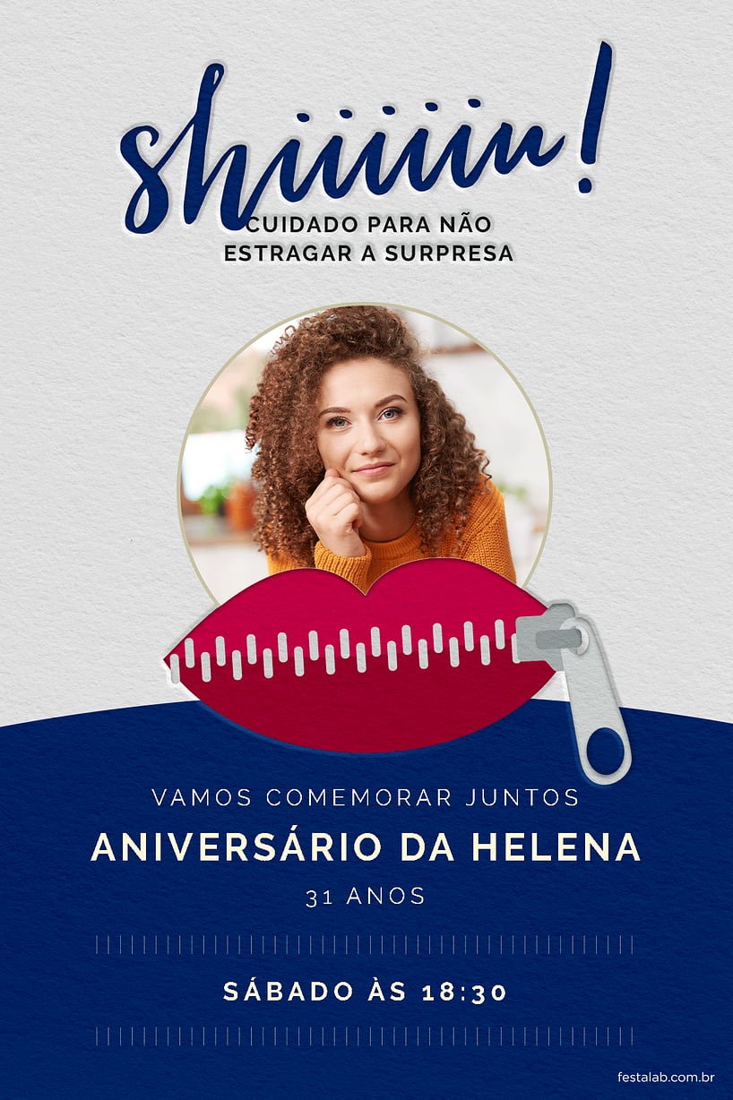 Criar convite de aniversário - Festa surpresa cor azul| FestaLab