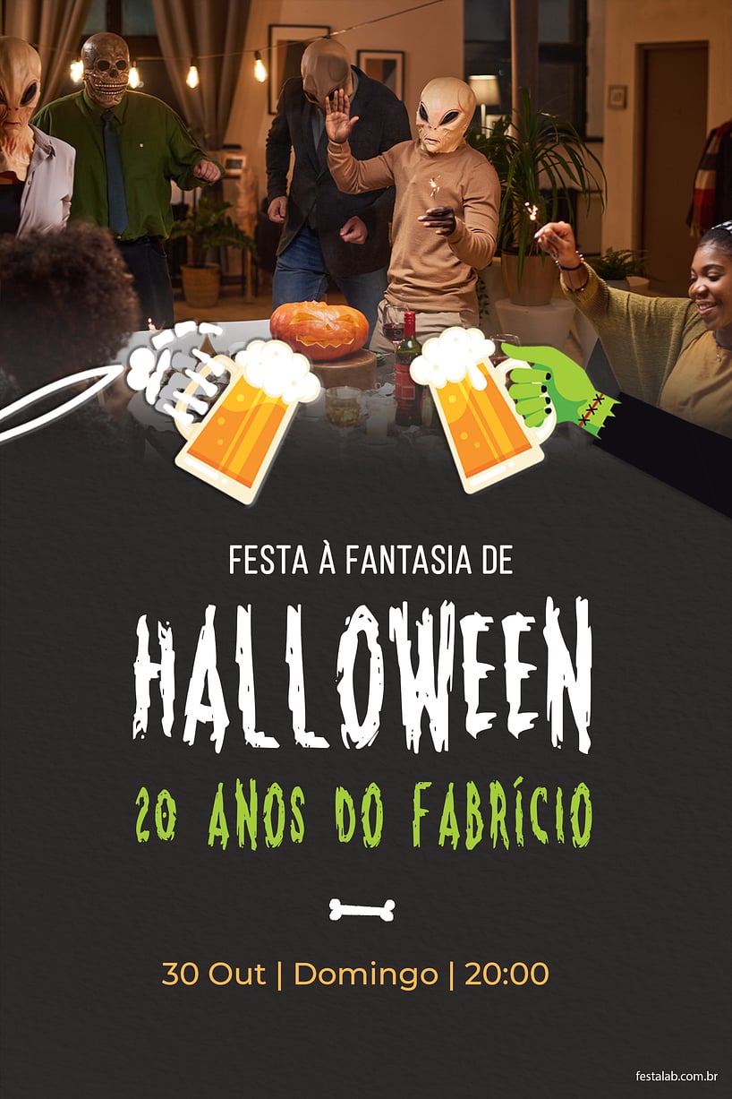 Criar convite de aniversário - Halloween entre amigos| FestaLab