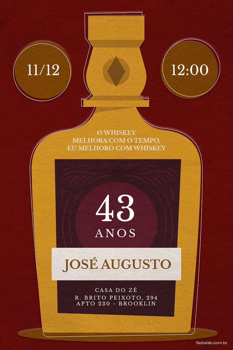 Convite de Aniversario Adulto - Whisky