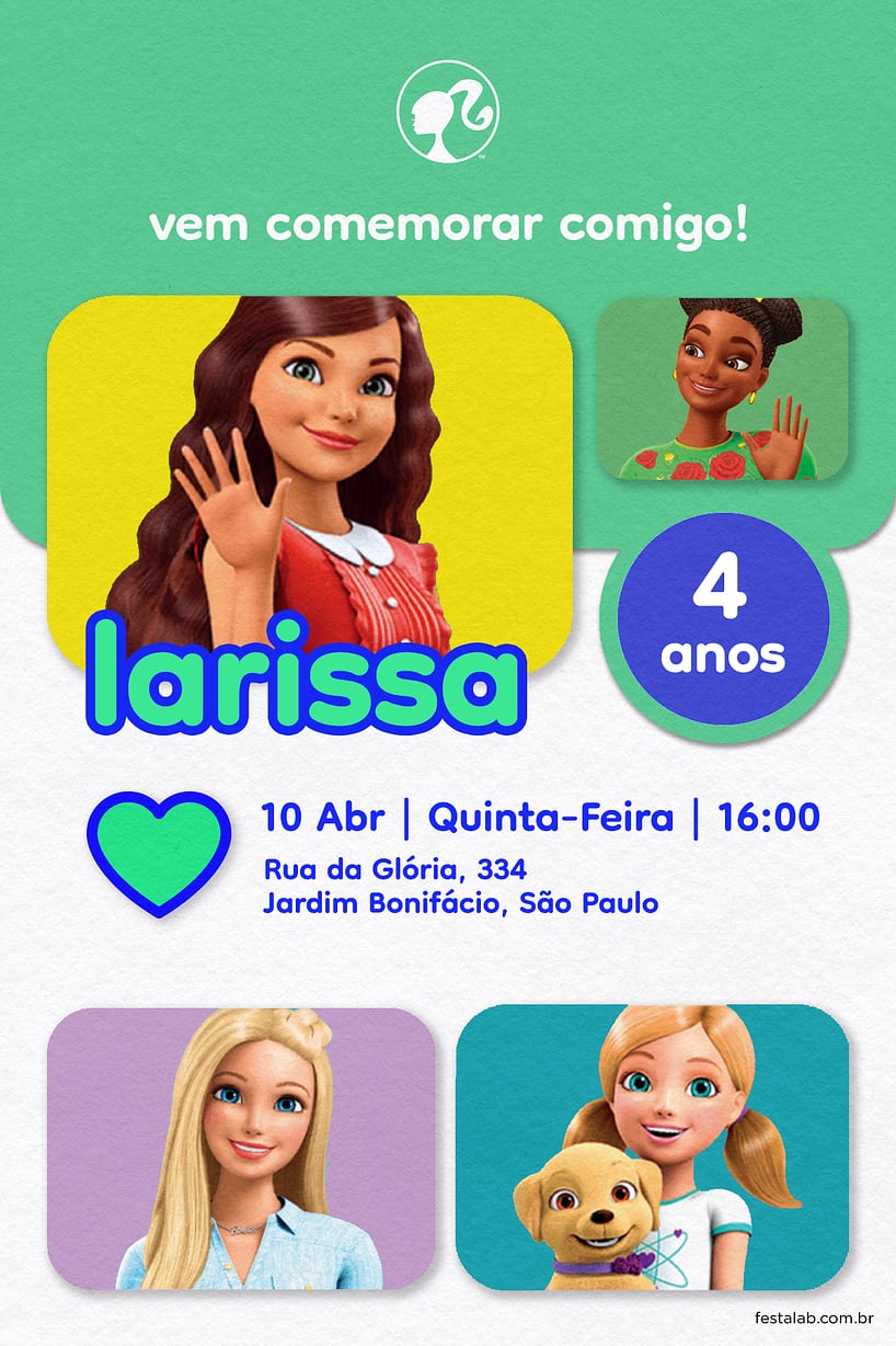 Criar convite de aniversário - Barbie Verde| FestaLab