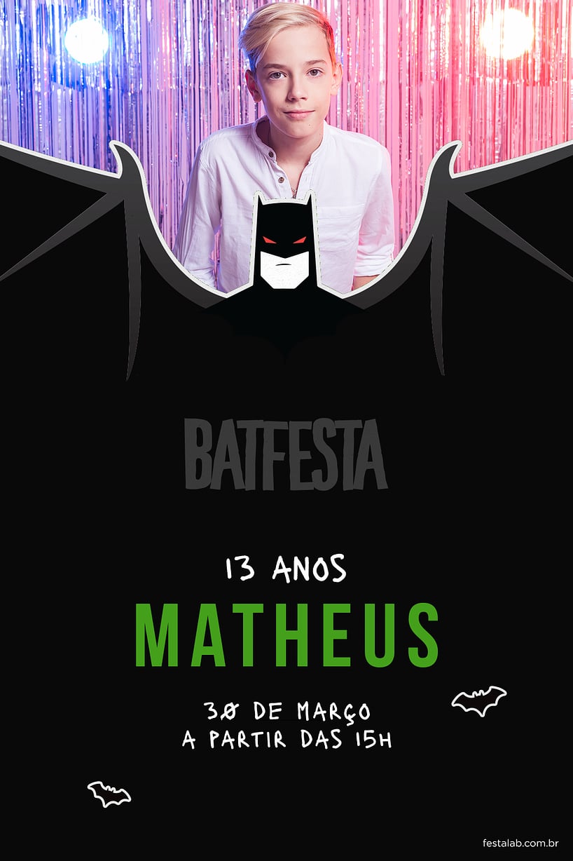 Criar convite de aniversário - Batfesta Verde| FestaLab