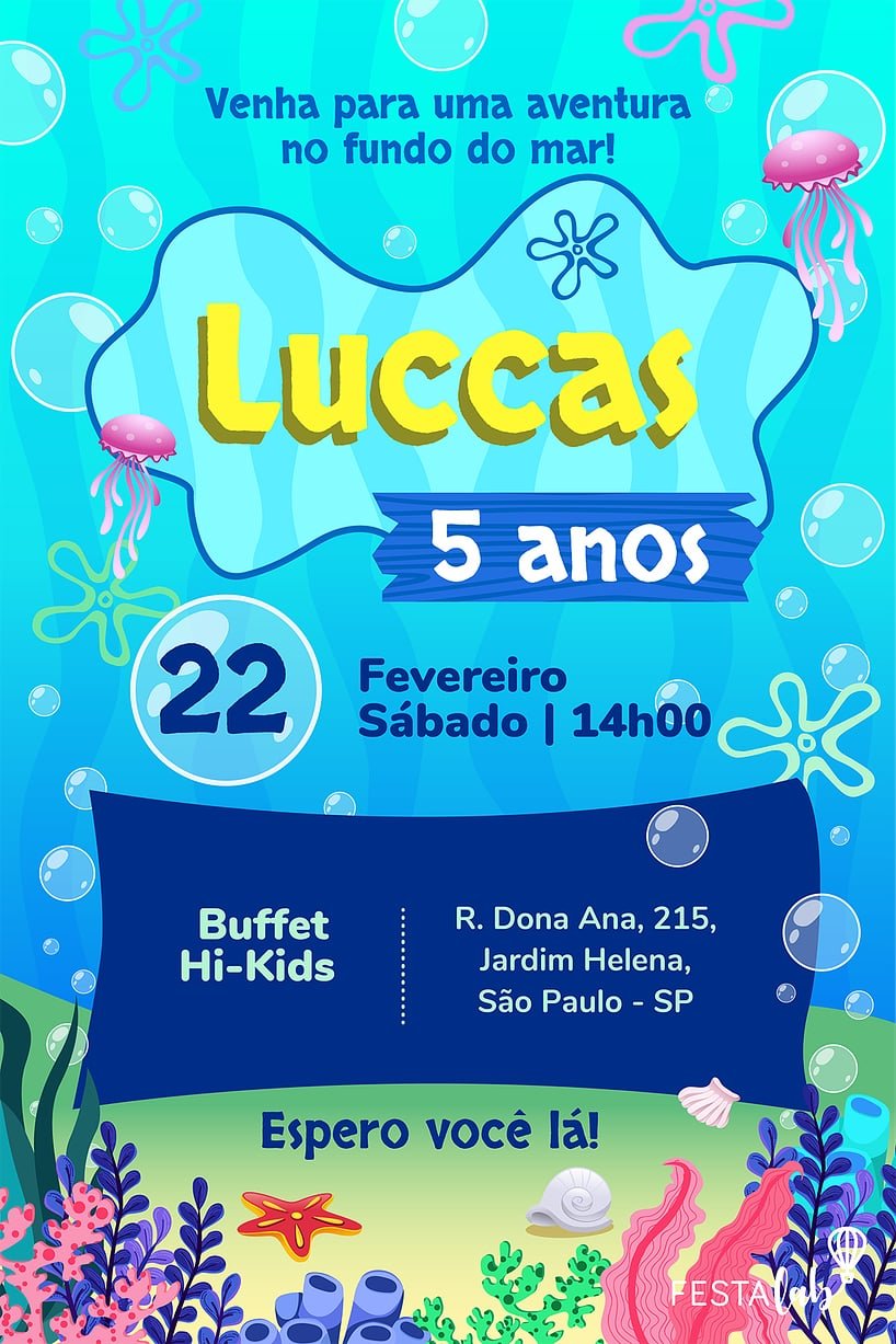 Criar convite de aniversário - Bob Esponja| FestaLab