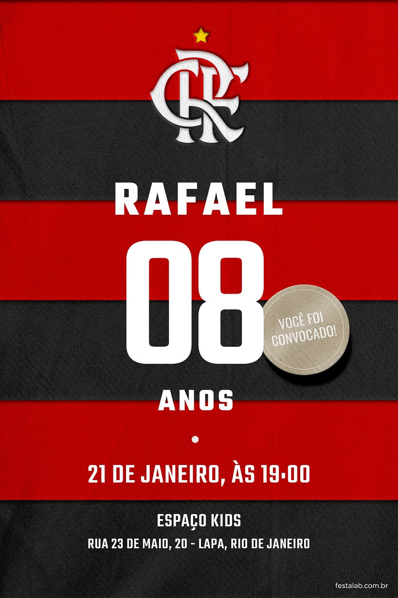 Criar convite de aniversário - Camisa CRF| FestaLab