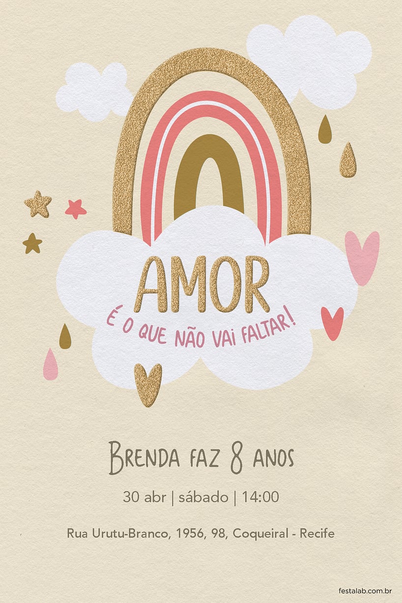 Criar convite de aniversário - Chuva de Amor Céu Amarelo| FestaLab