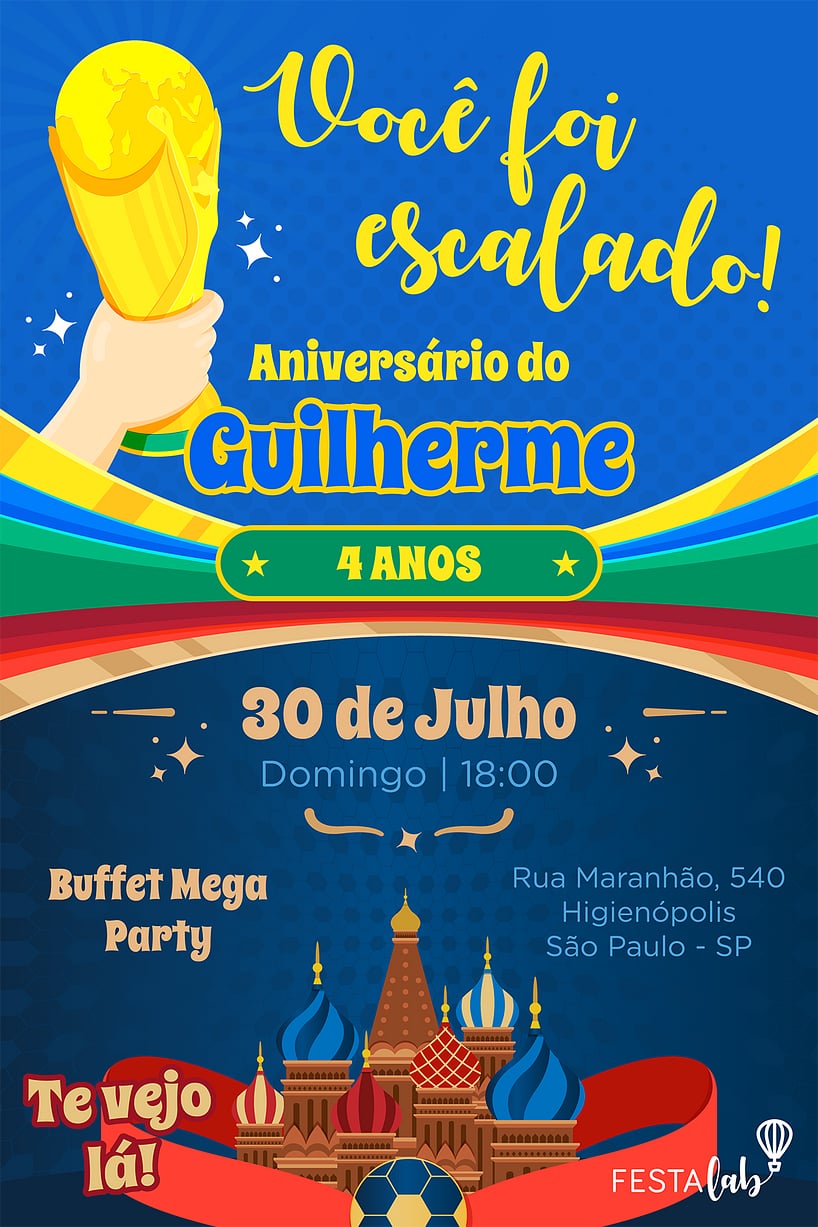 Convite de Aniversario - Copa do Mundo