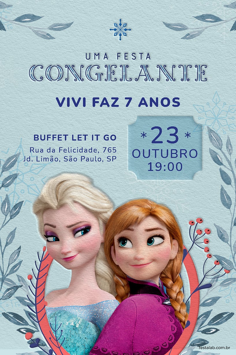 Criar convite de aniversário - Elsa e Anna| FestaLab