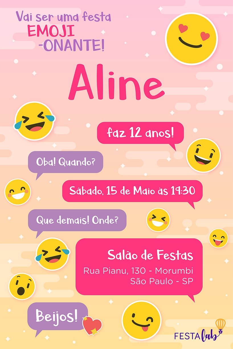 Convite de Aniversario - Emoji