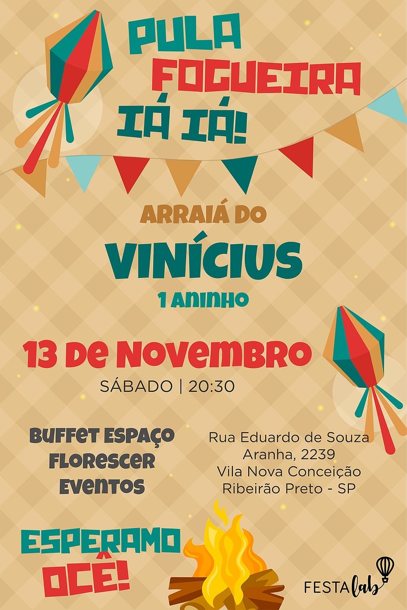 Criar convite de aniversário - Festa Junina na Roça| FestaLab