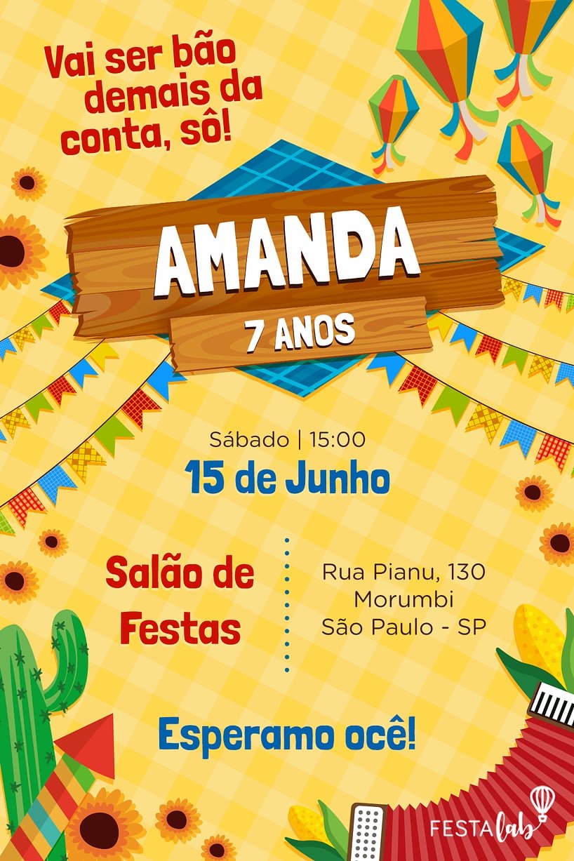 Criar convite de aniversário - Festa Junina| FestaLab