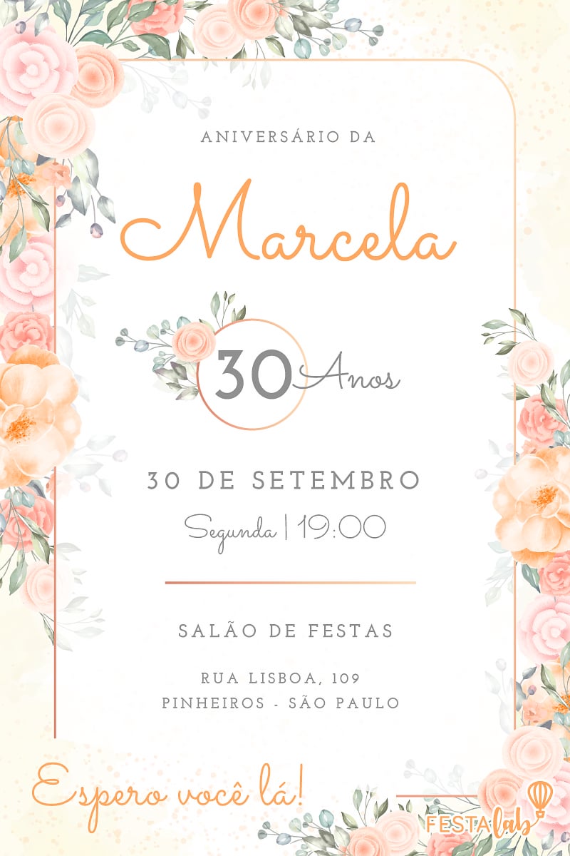 Convite de Aniversario - Flores