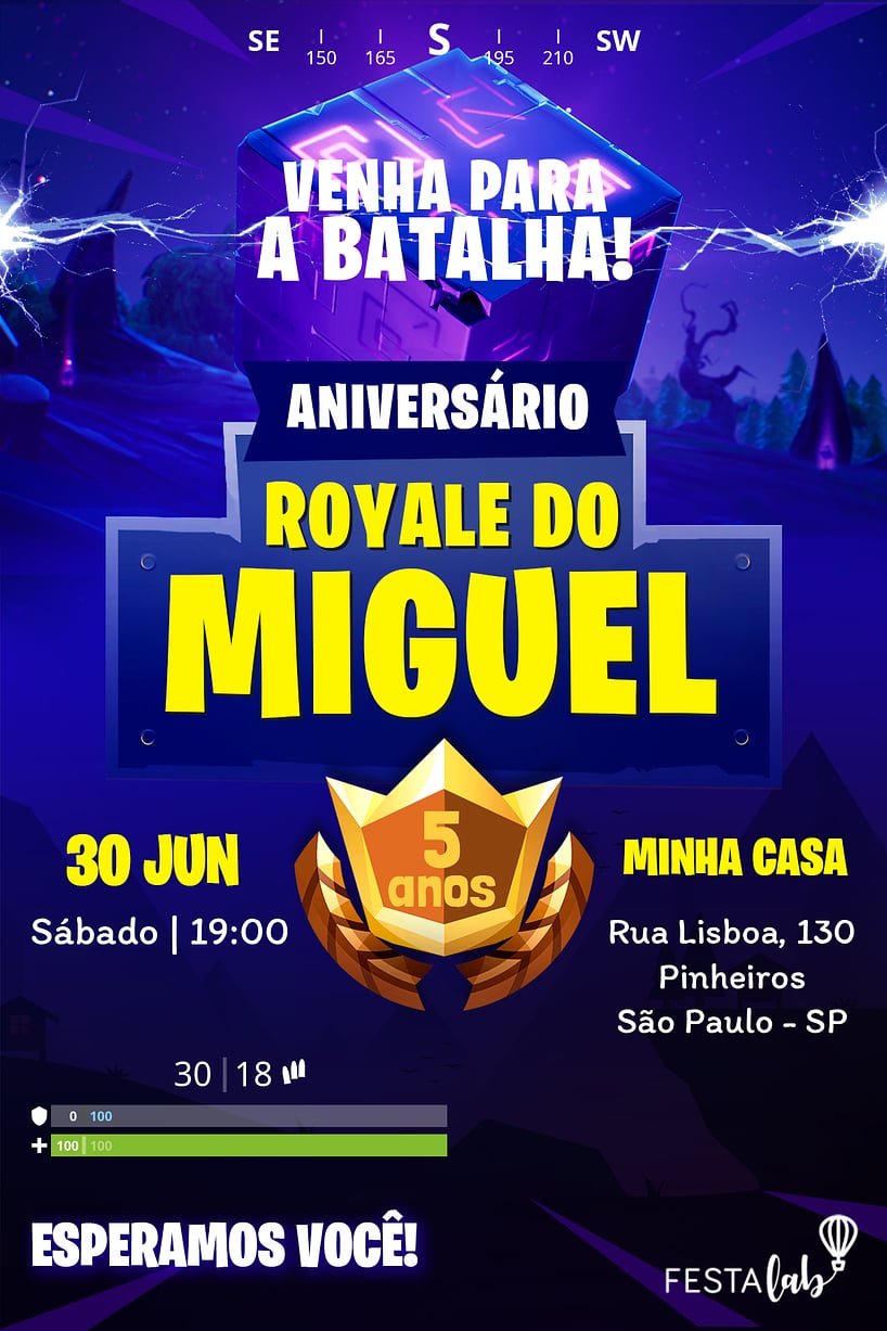 Criar convite de aniversário - Fortnite| FestaLab