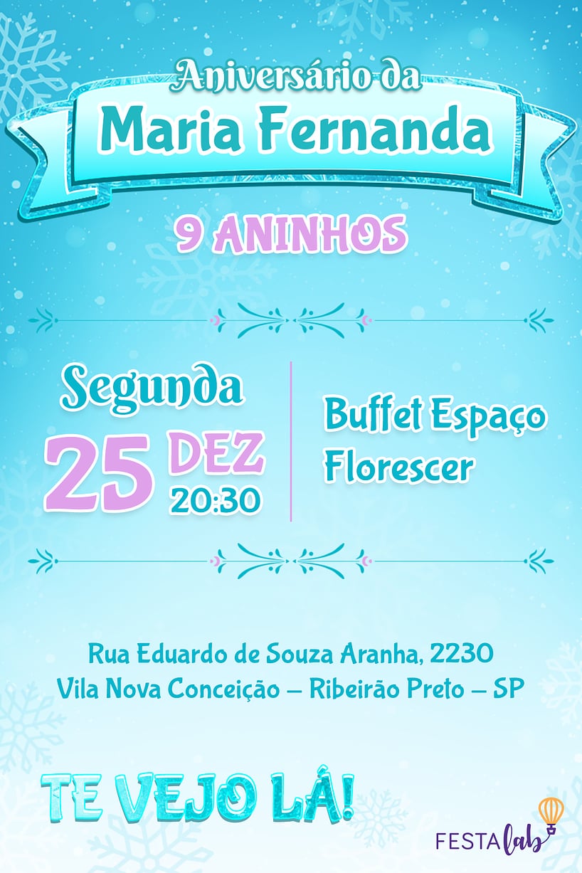 Convite de Aniversario - Frozen