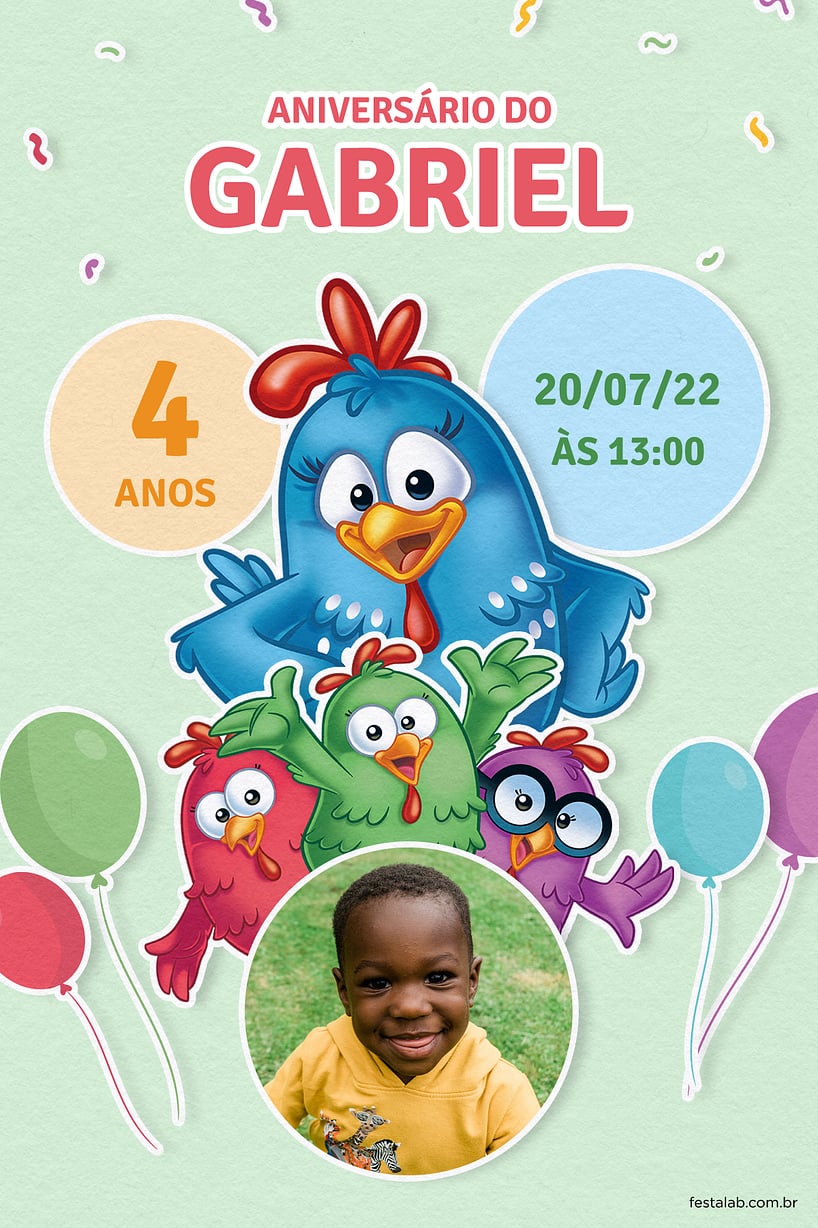 Convite de Aniversario - Galinha Pintadinha