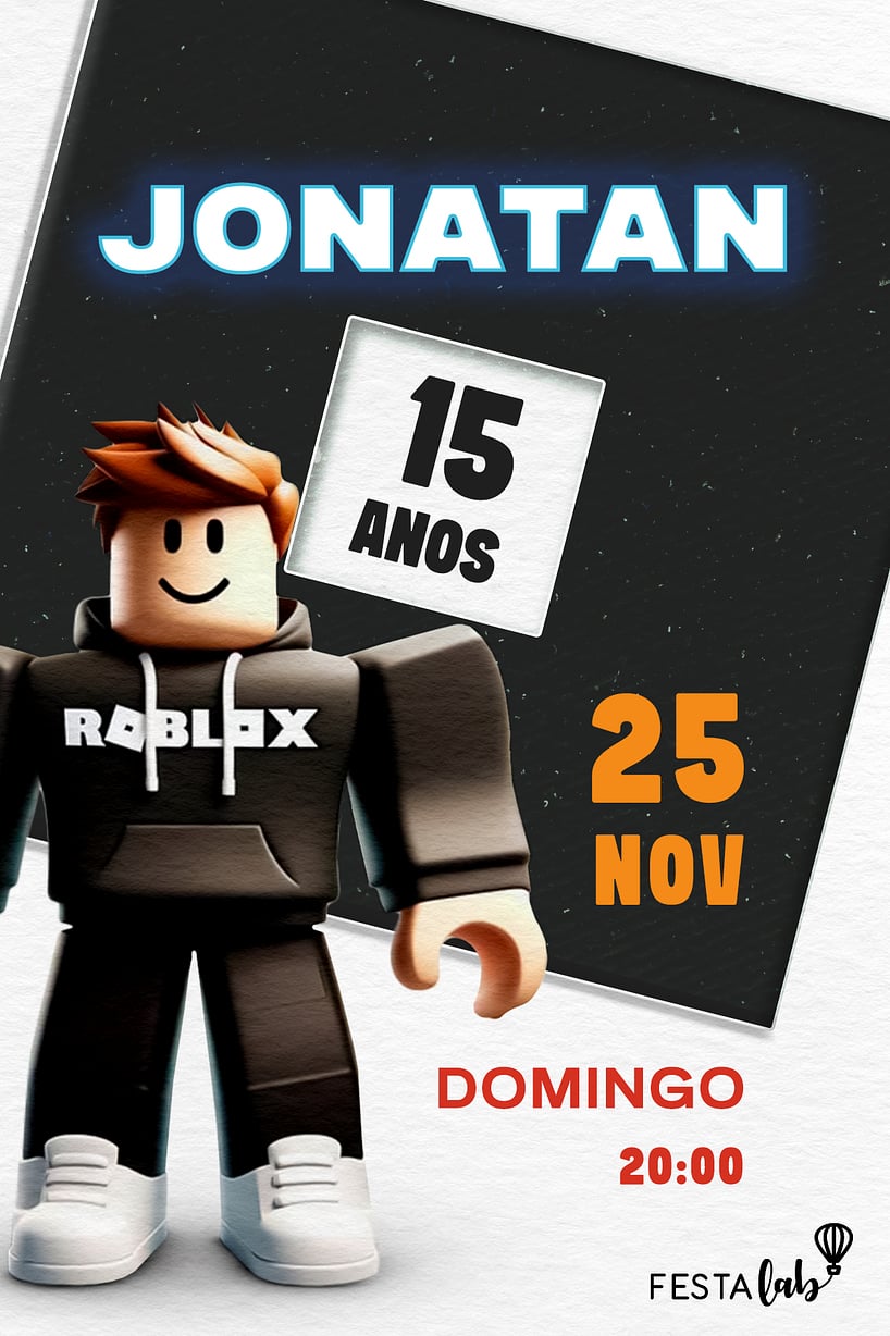 Convite de Aniversario - Garoto Roblox