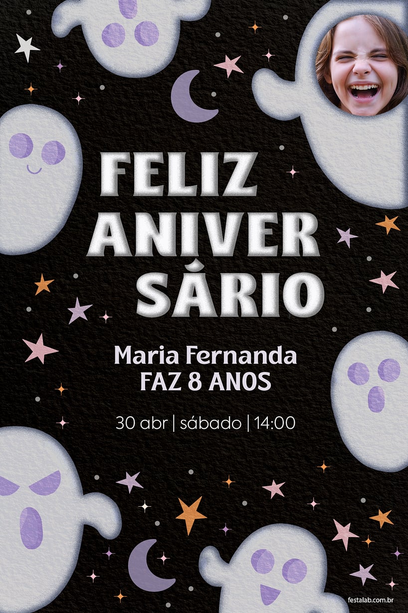 Convite de Aniversario - Halloween Fantasminha