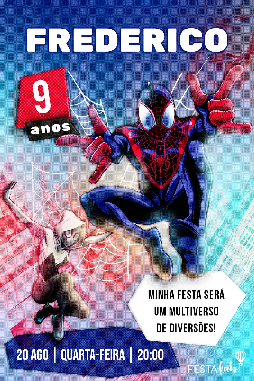 Convite de Aniversario - Homem Aranhaverso