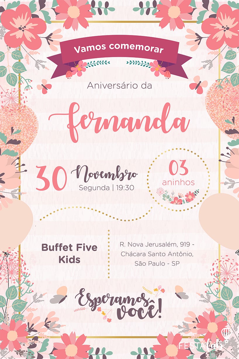 Convite de Aniversario - Jardim Encantado