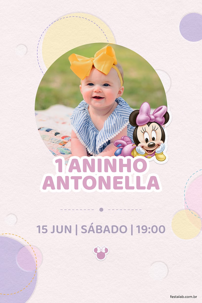 Convite de Aniversario - Minnie Baby