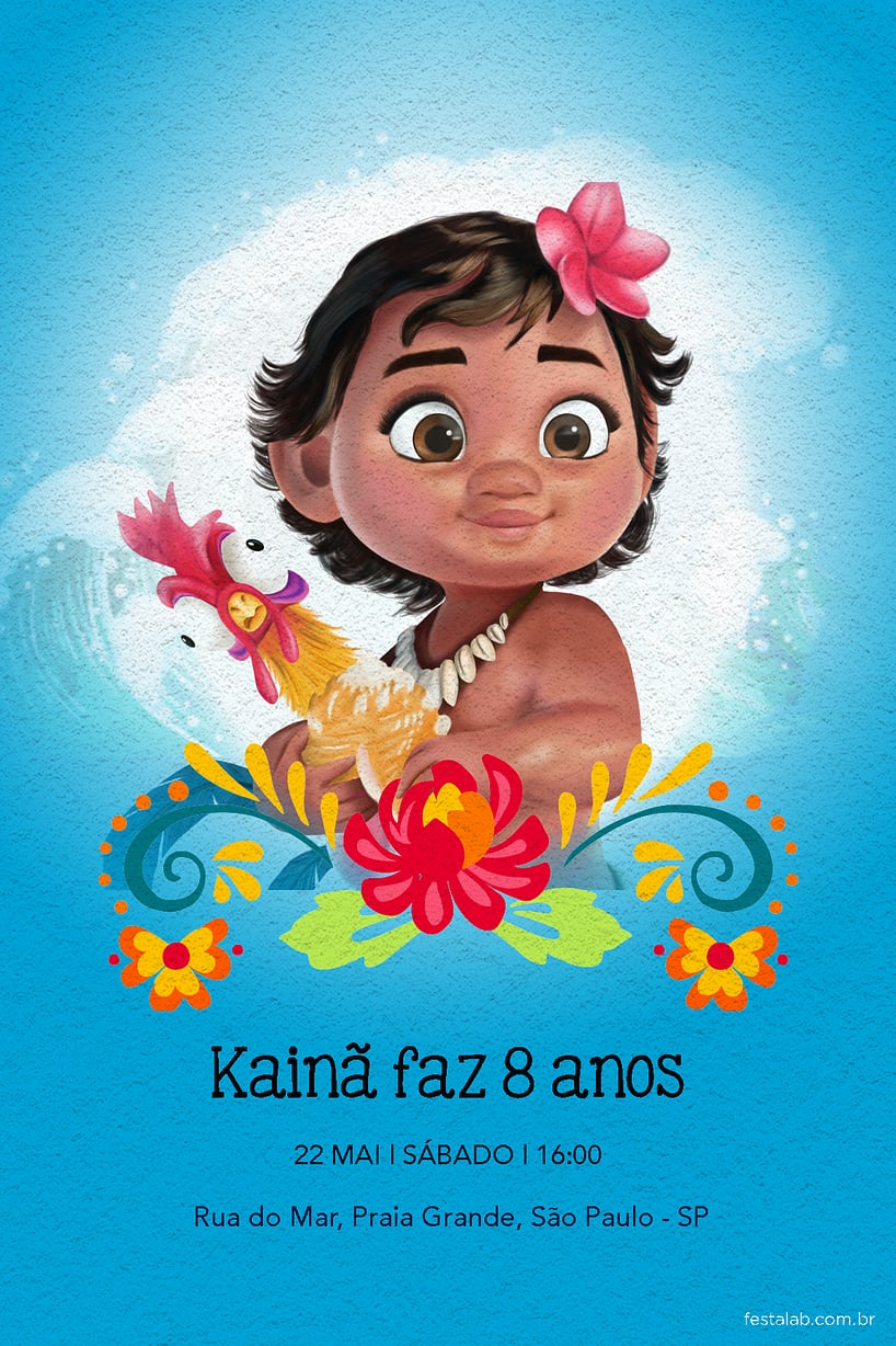 Convite de Aniversario - Moana Baby