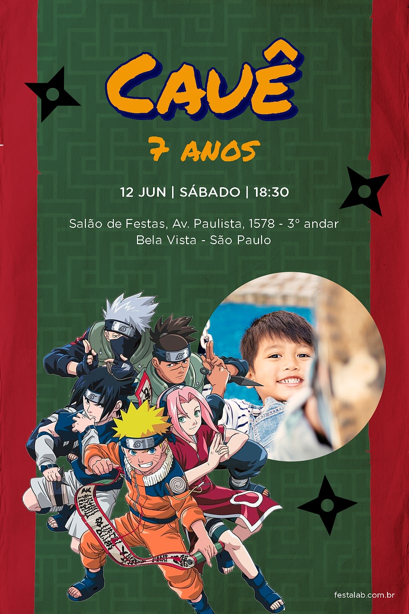 Criar convite de aniversário - Naruto Ninjas| FestaLab