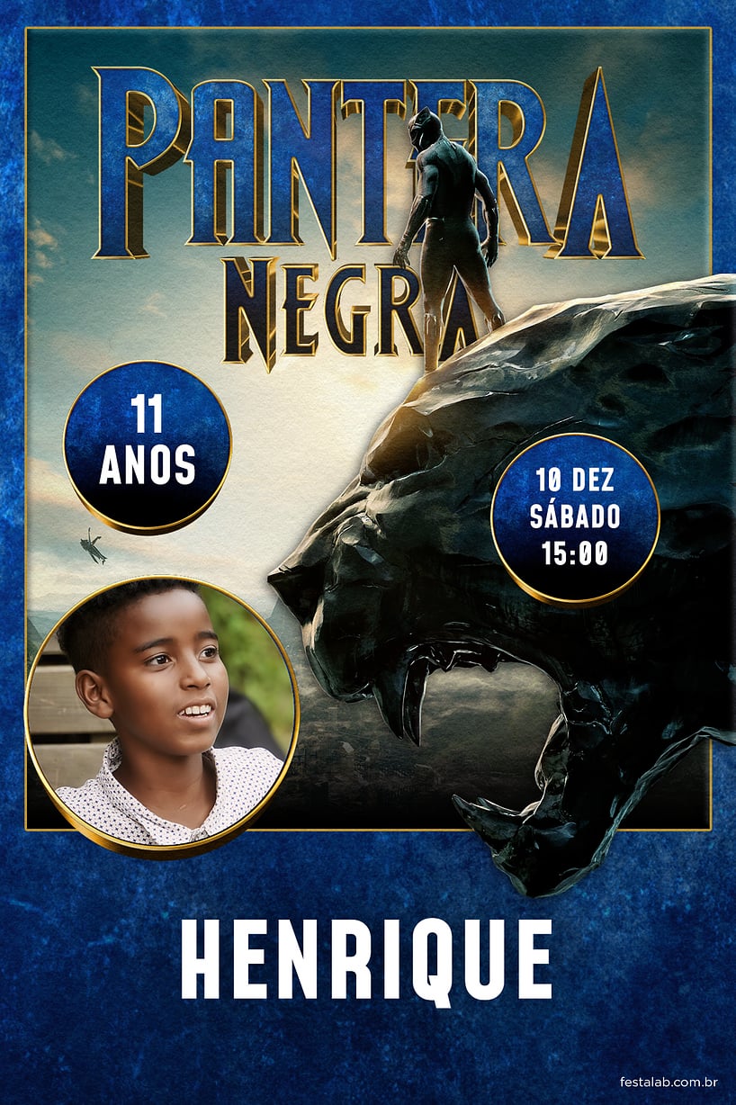 Criar convite de aniversário - Herança de Wakanda: Azul| FestaLab