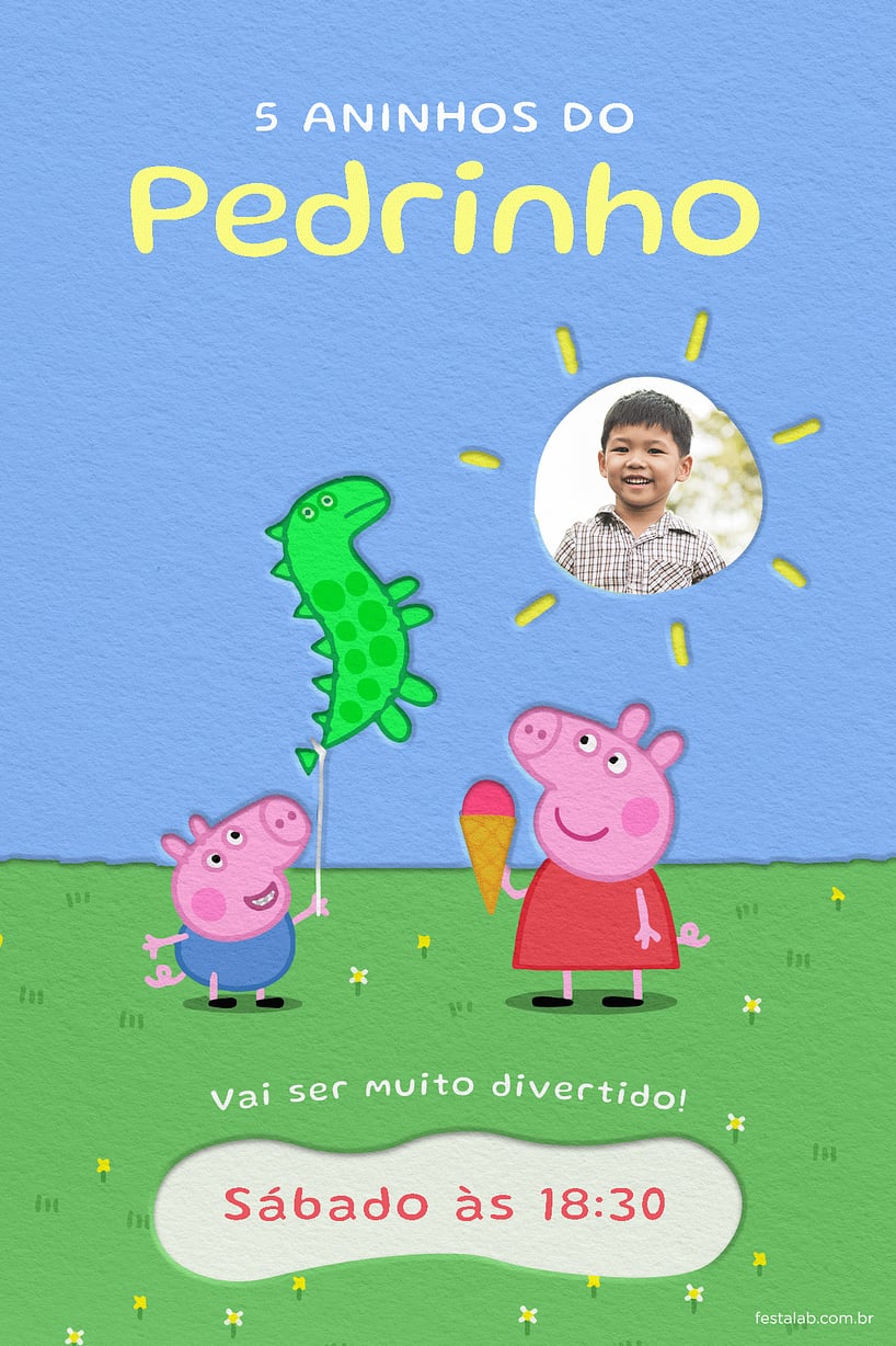 Convite de Aniversario - Peppa pig e George pig