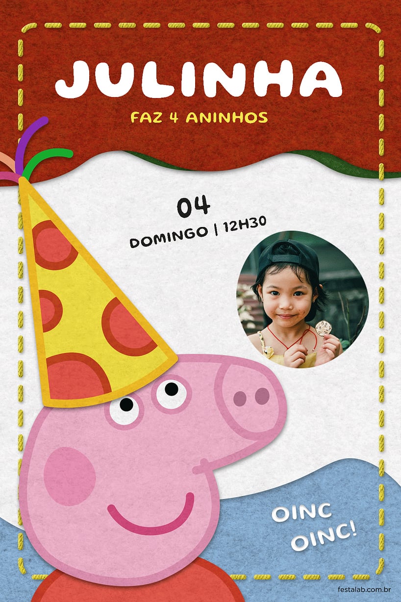 Convite de Aniversario - Pequena peppa pig