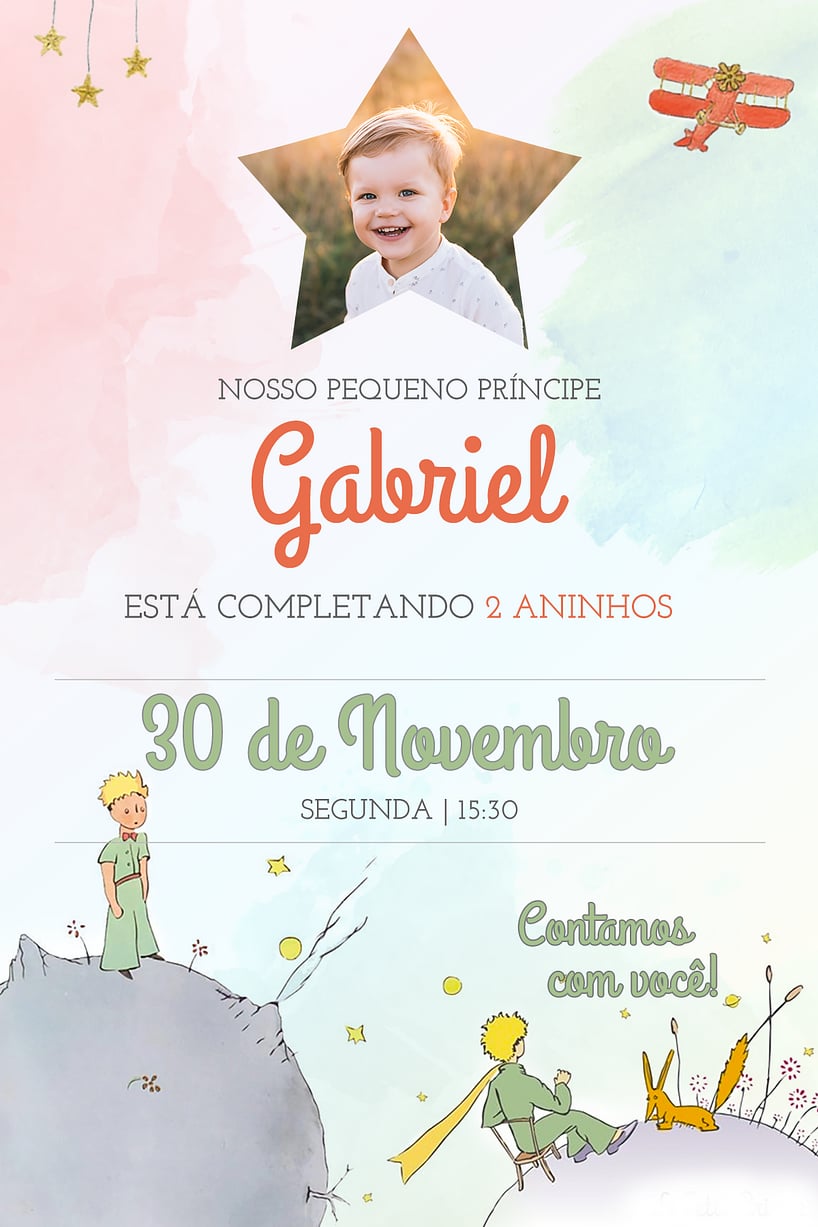 Convite de Aniversario - Pequeno Principe 1