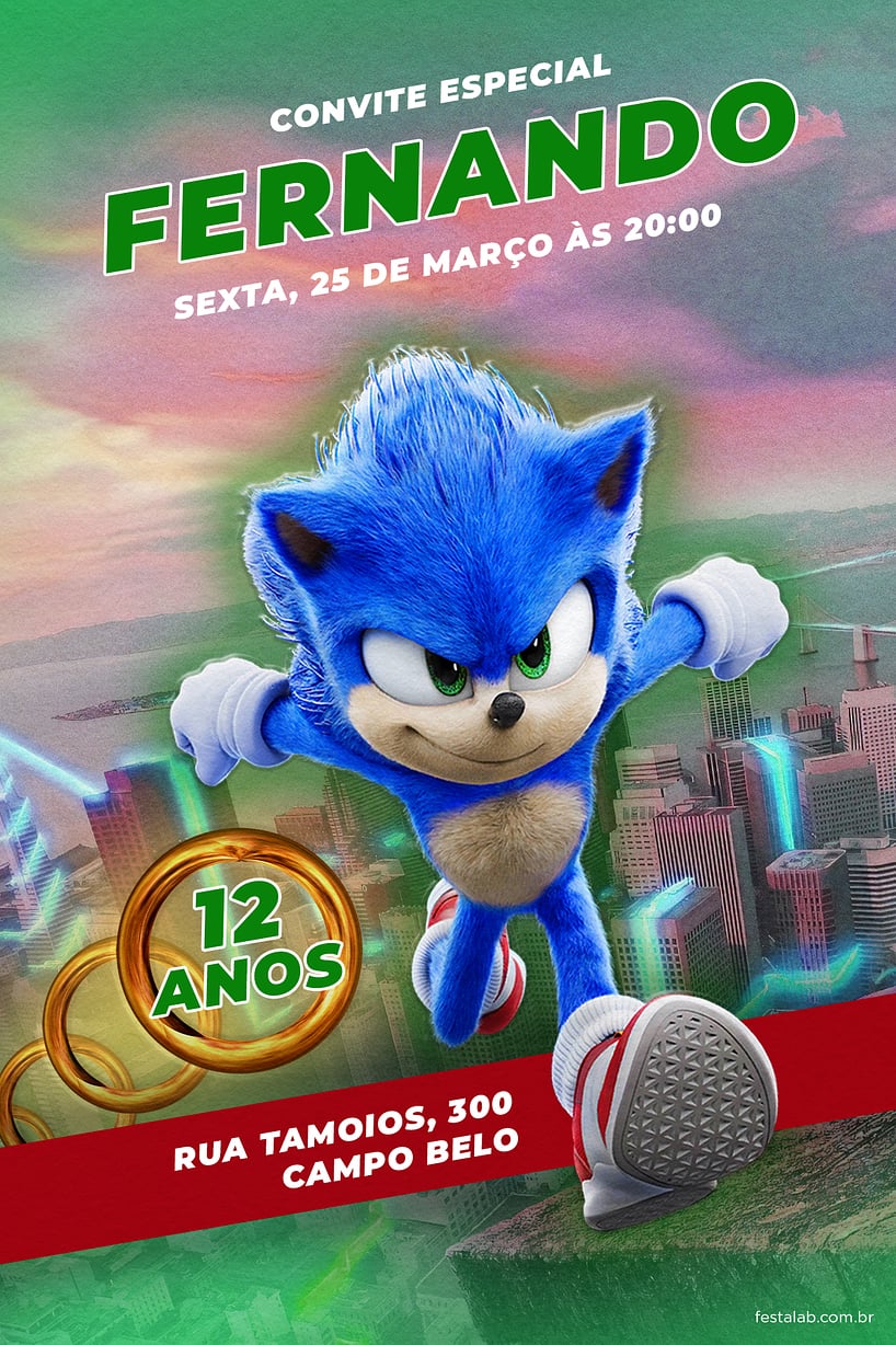 Criar convite de aniversário - Sonic Verde| FestaLab