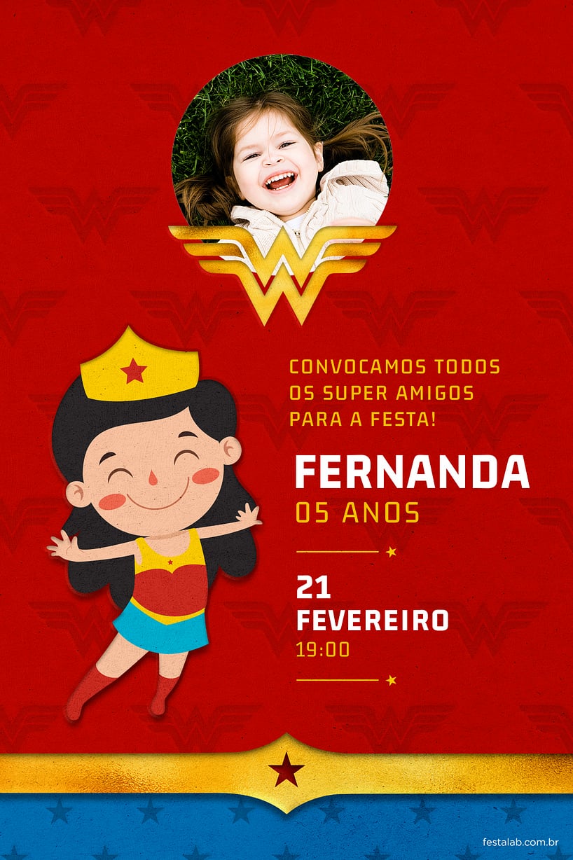 Convite de Aniversario - Menina Maravilha