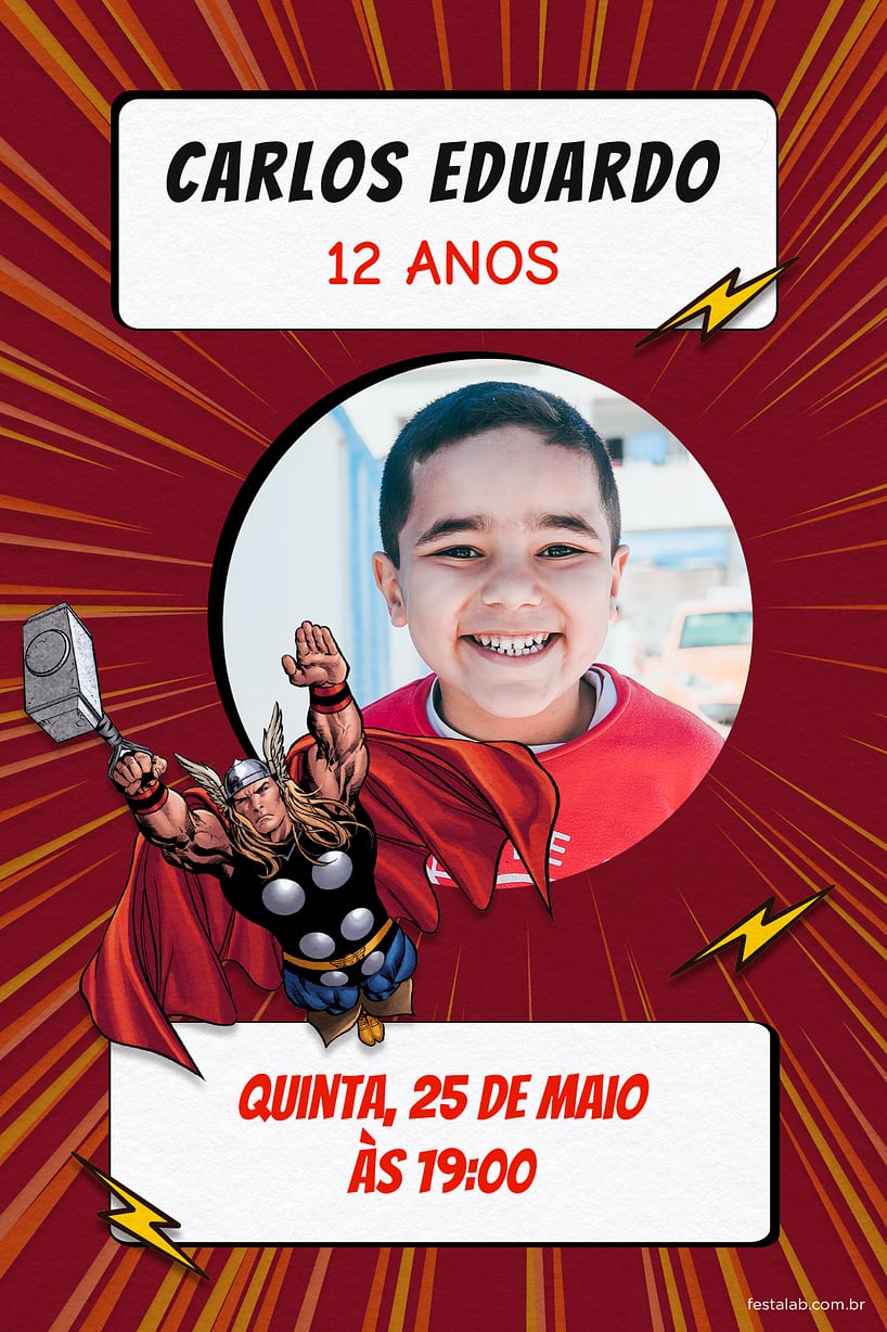 Convite de Aniversario - Thor