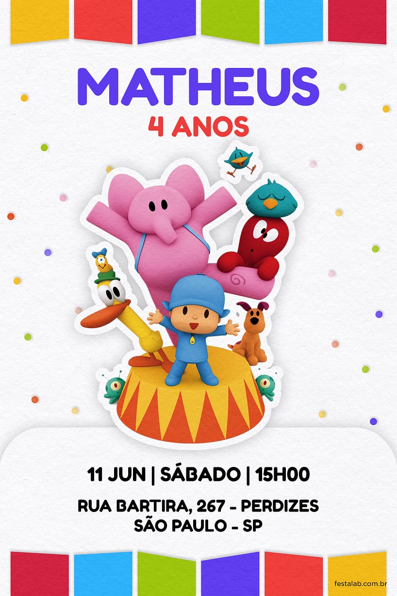 Criar convite de aniversário - Turma do Pocoyo| FestaLab