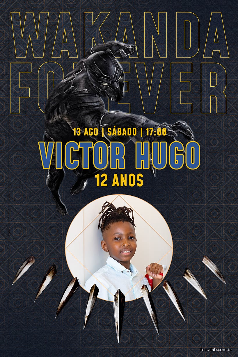 Criar convite de aniversário - Wakanda Forever| FestaLab