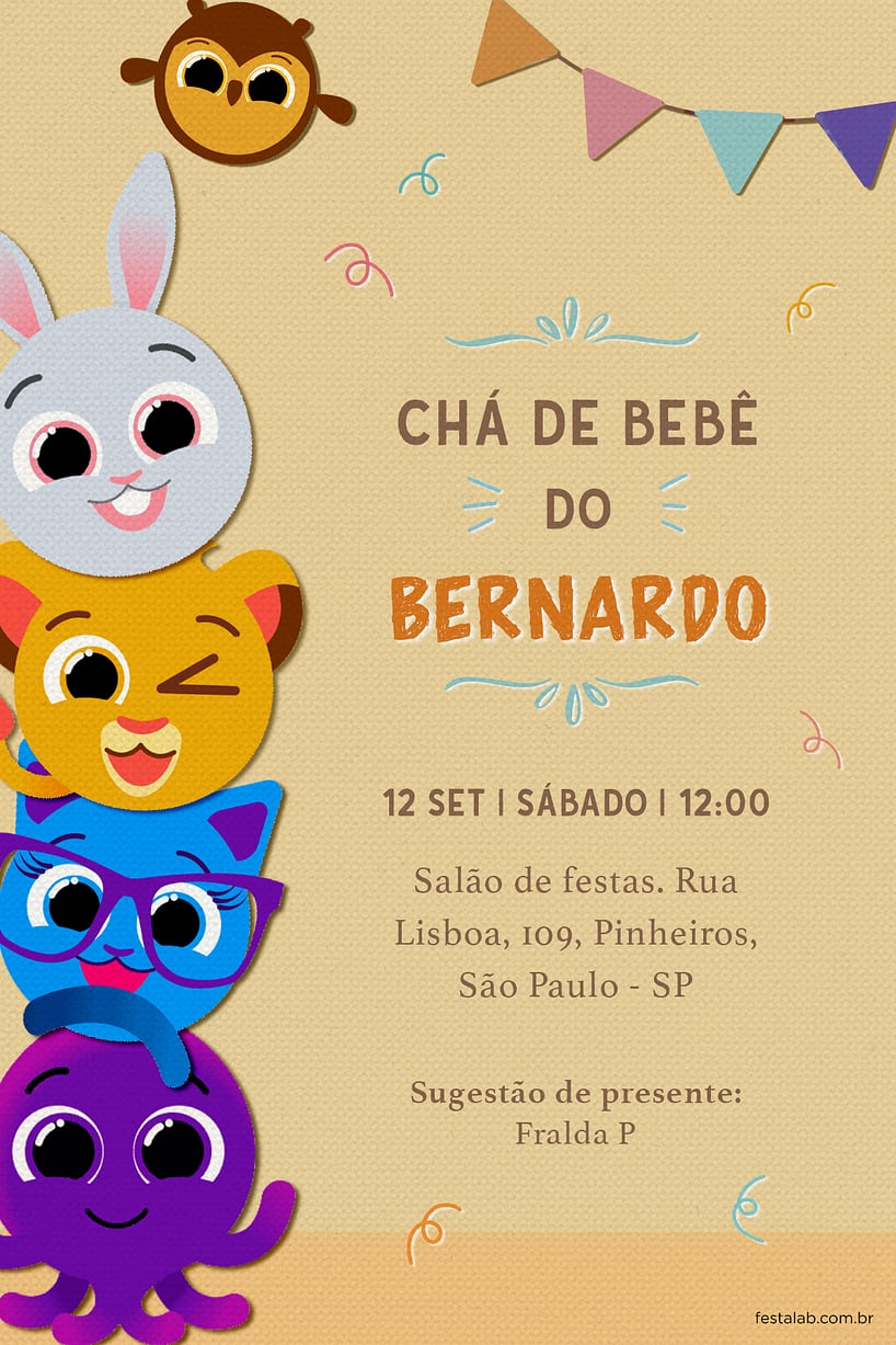 Criar convite de Chá de bebê - Bolofofos Surpresa| FestaLab