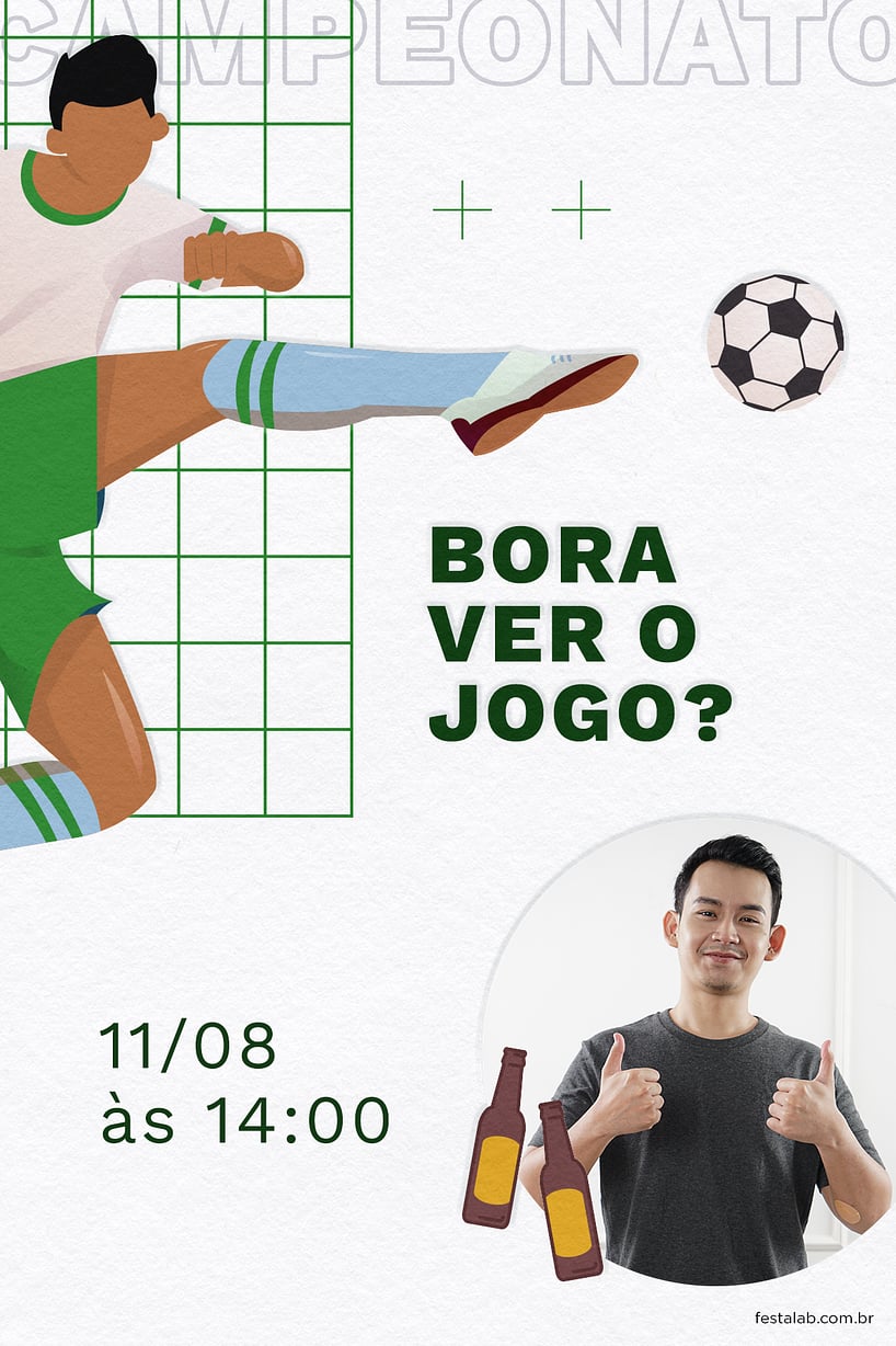 Criar convite de Ocasiões especiais - Bora ver o jogo? Verde| FestaLab